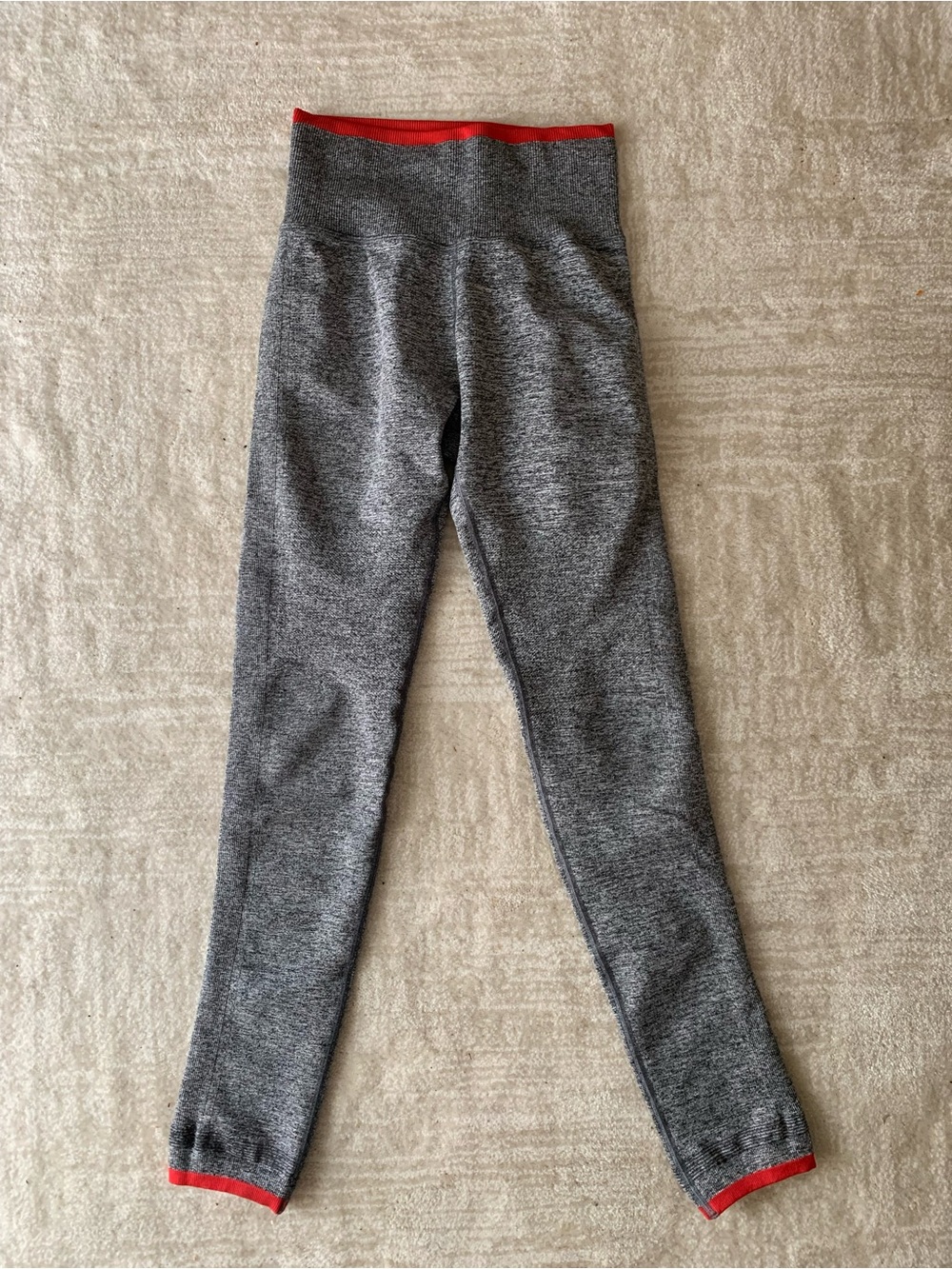 Gray and Red Athleta Andes High Rise Seamless Tight Leggings
